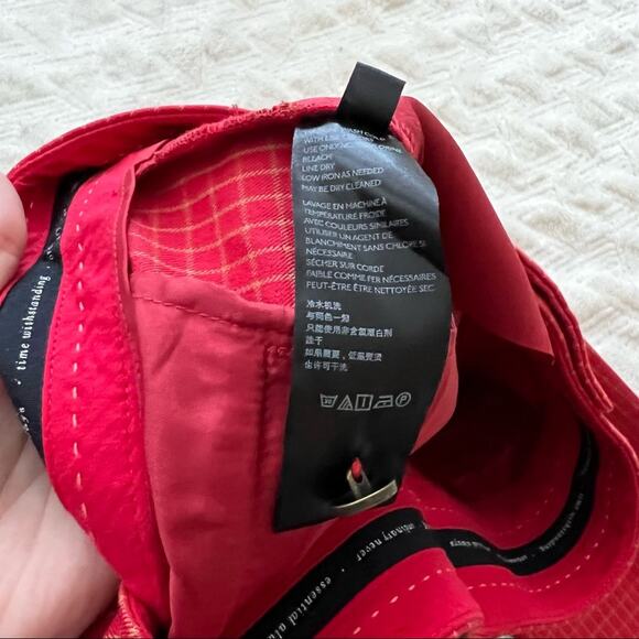 Anthropologie Red Checked Cropped Split Hem Essential Slim Pants - Picture 7 of 8